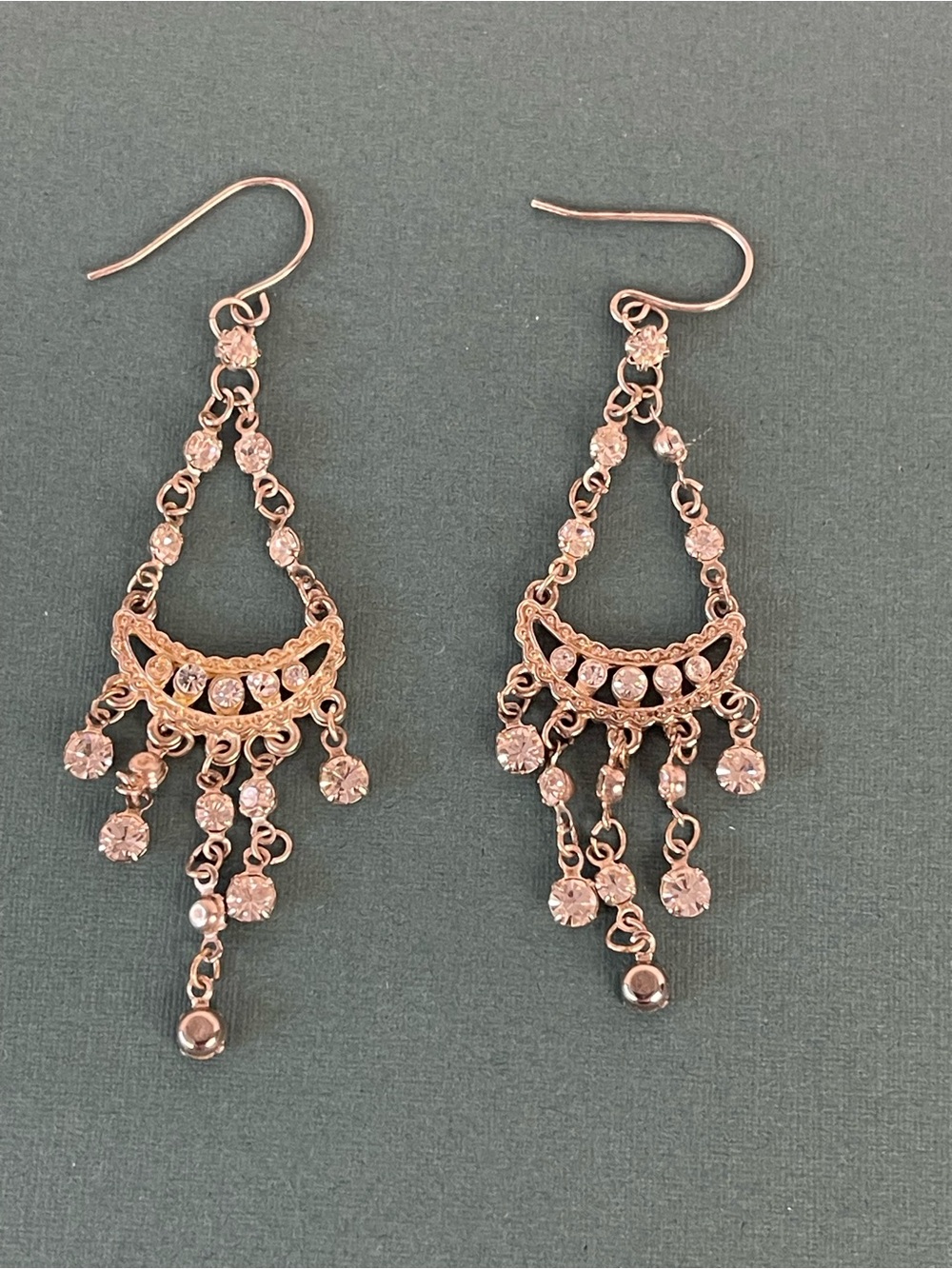 Silver Tone Dangle Earrings with Clear Rhinestones- Women Jewelry